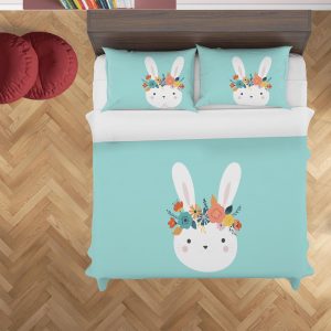 3d blue rabbit head floral bedding set bedroom decor 8721