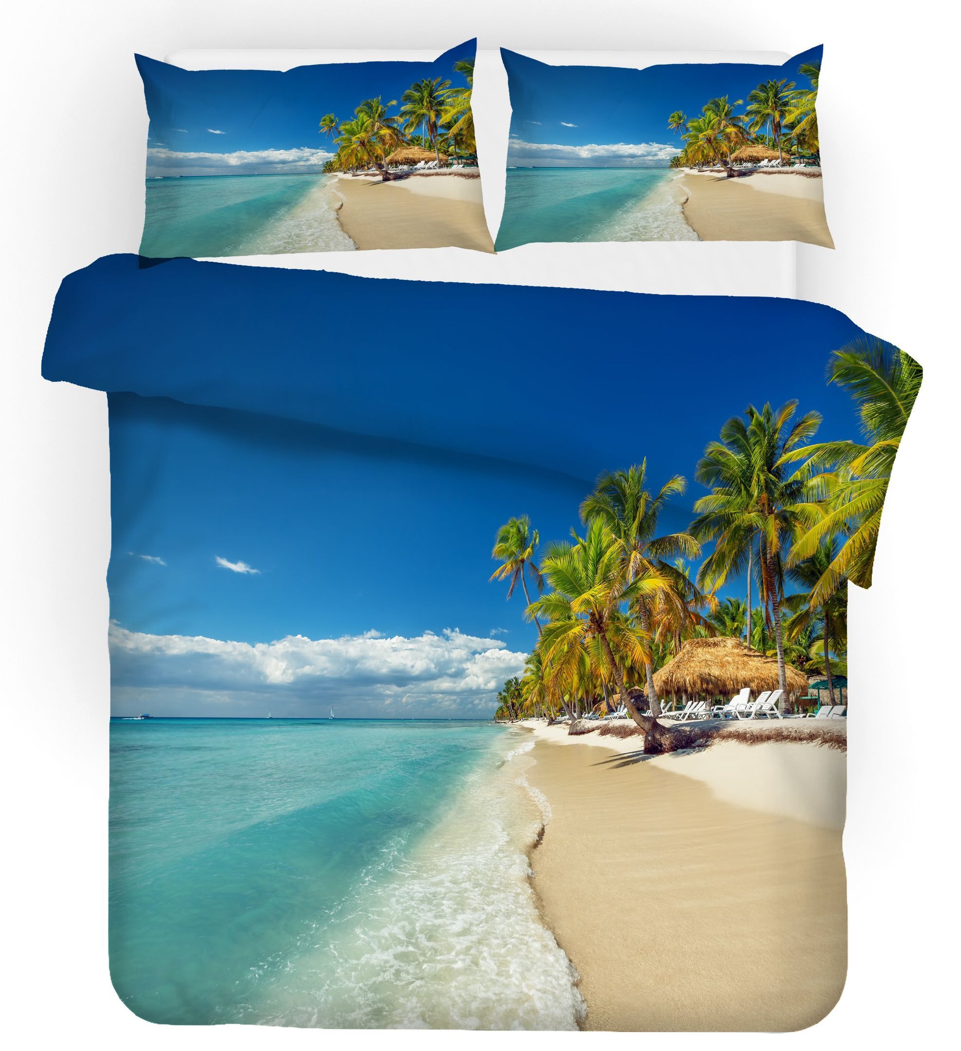 3D Blue Sea Beach Tropical Palm Tree Bedding Set Bedroom Decor 3d blue sea beach tropical palm tree bedding set bedroom decor 6644