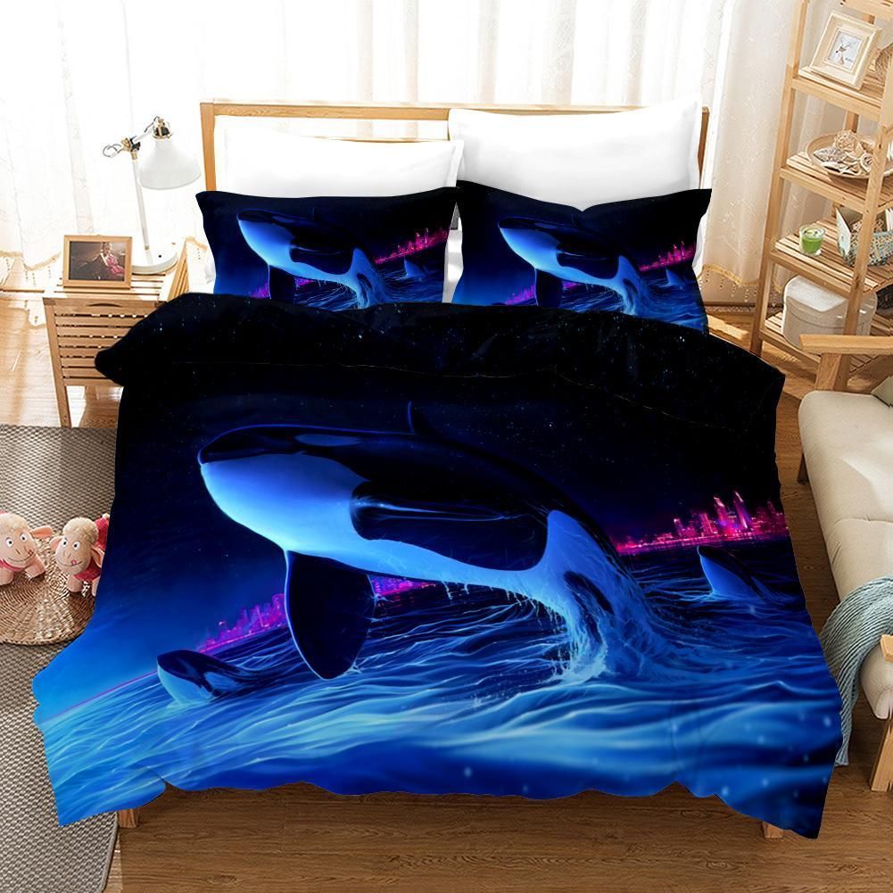 3d blue sea dolphin bedding set bedroom decor 5550