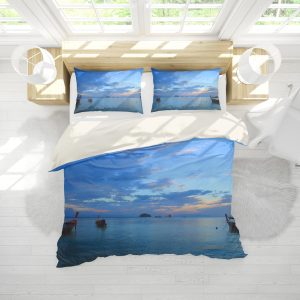 3d blue sea sky boat bedding set bedroom decor 8681