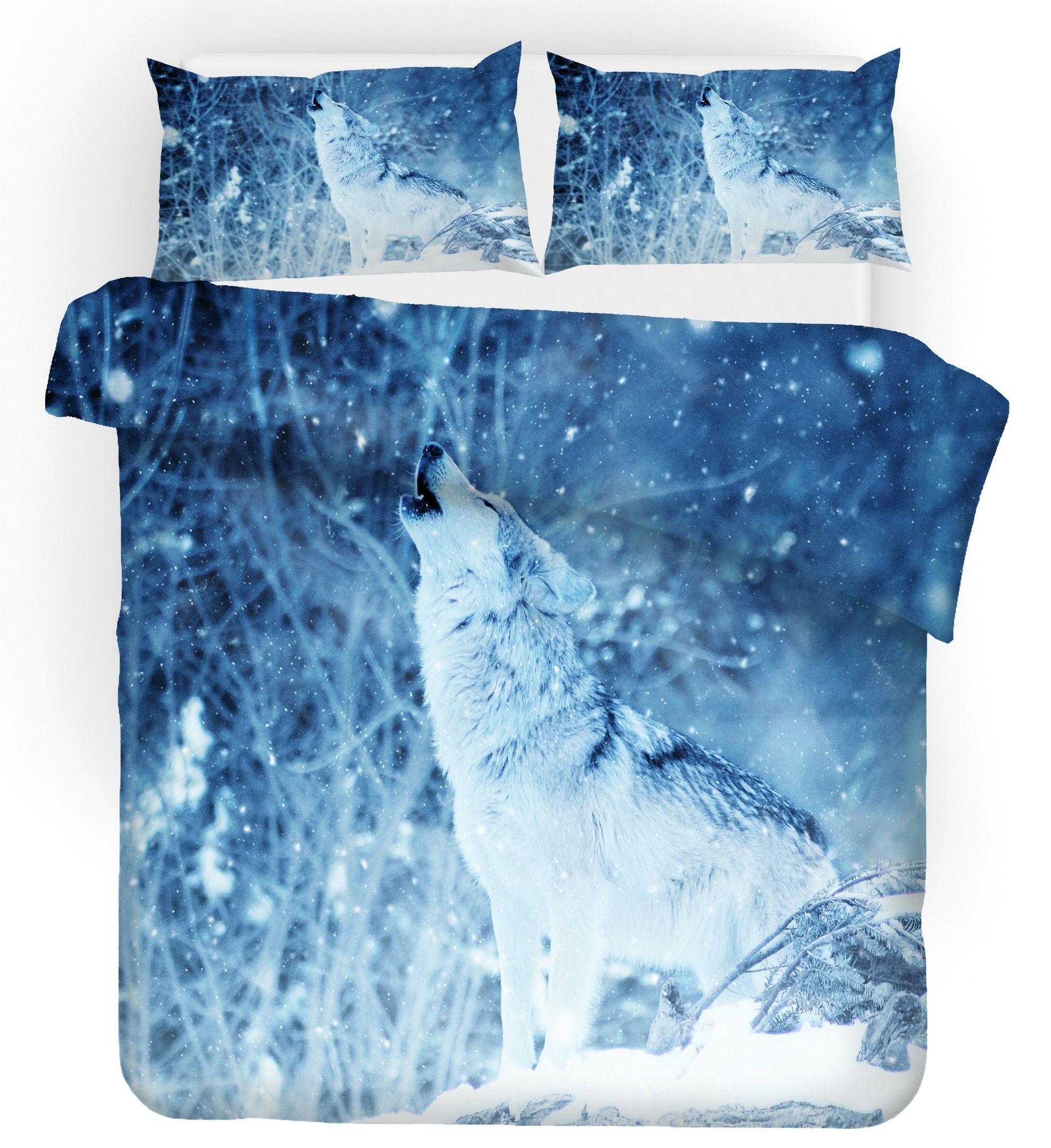 3d blue wolf snow bedding set bedroom decor 6923
