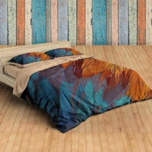 3d brown feather blue and yellow bedding set bedroom decor 8372