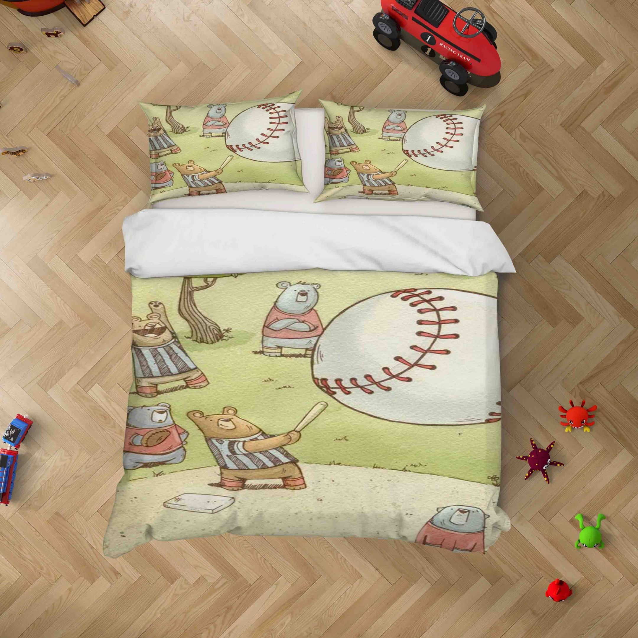 3D Cartoon Bear Baseball Bedding Set Bedroom Decor 3d cartoon bear baseball bedding set bedroom decor 5526