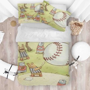 3d cartoon bear baseball bedding set bedroom decor 7205 scaled