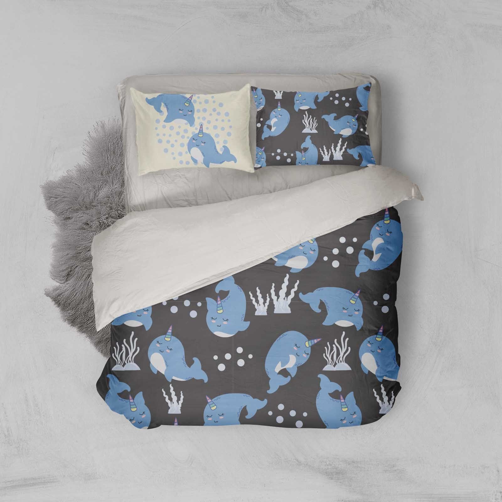 3d cartoon blue dolphin bedding set bedroom decor 2101