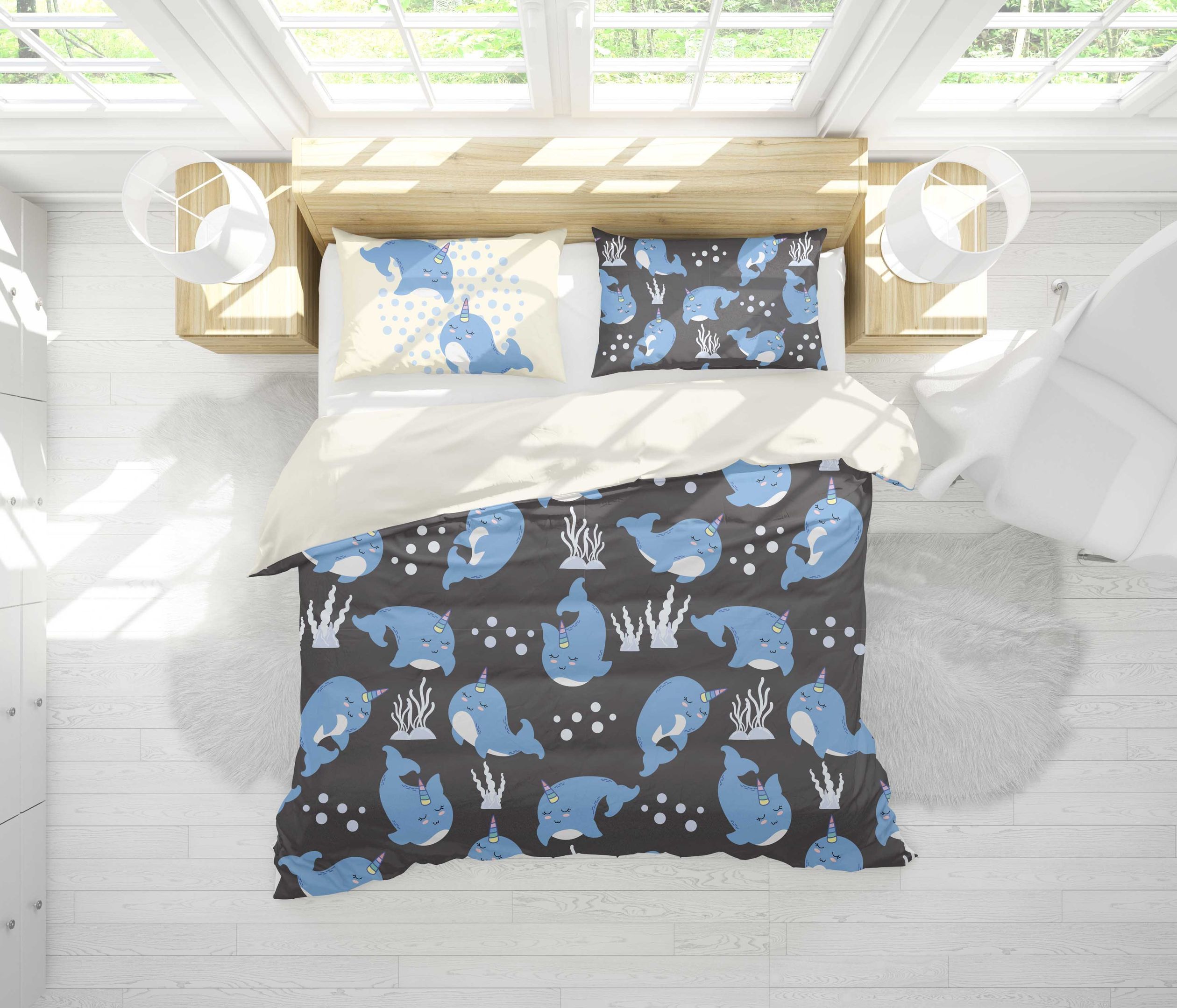 3d cartoon blue dolphin bedding set bedroom decor 2794