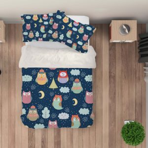 3d cartoon owl star moon bedding set bedroom decor 4545 scaled