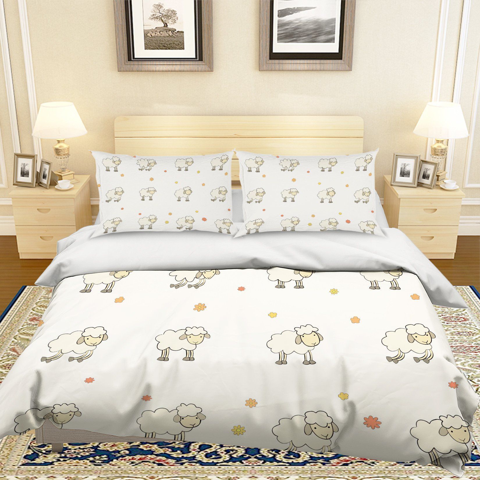 3d cartoon sheep printed bedding set bedroom decor 7508