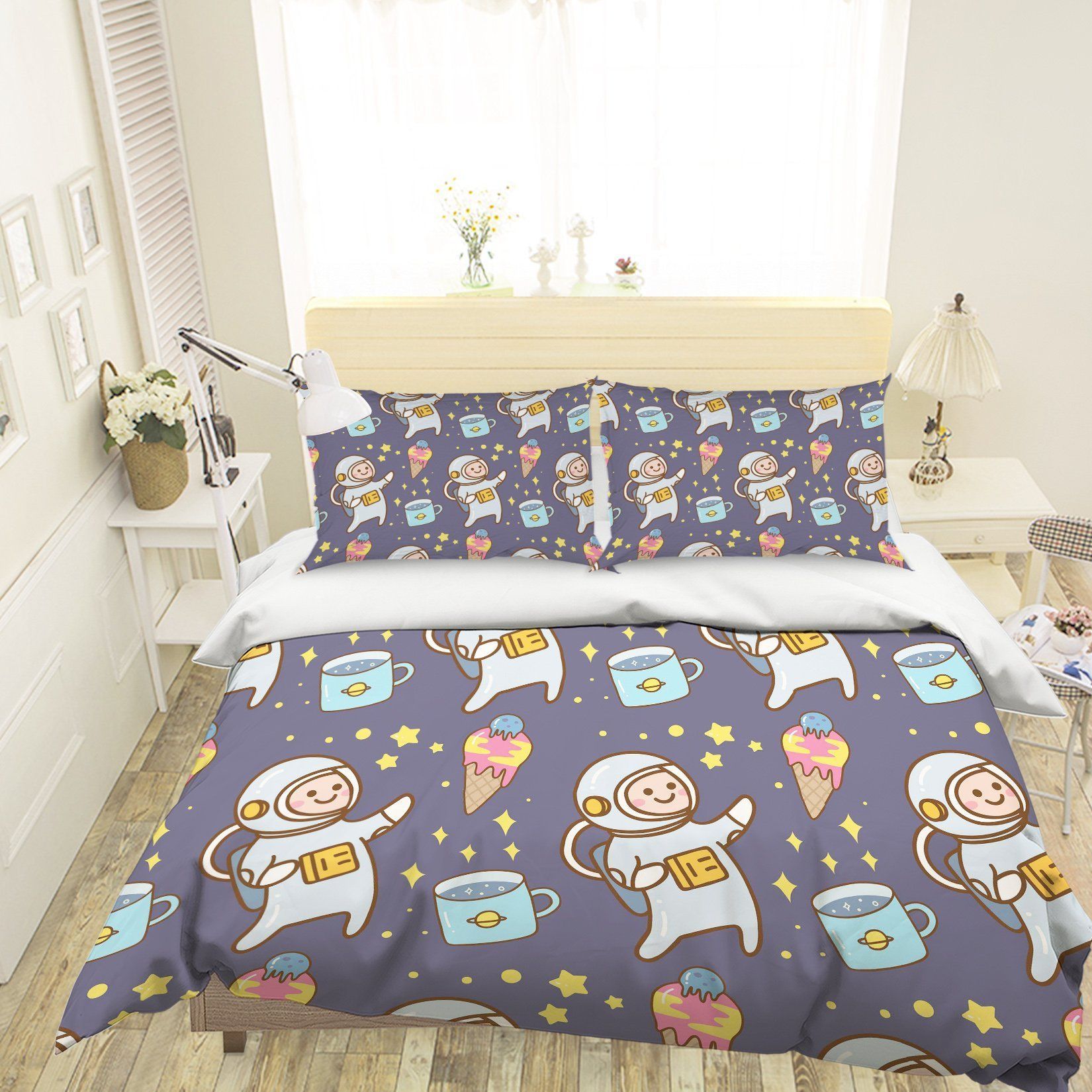 3d cartoon space astronaut comfortable bedding set bedroom decor 1303