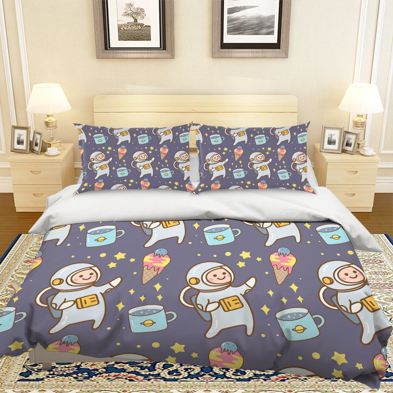 3d cartoon space astronaut comfortable bedding set bedroom decor 7166