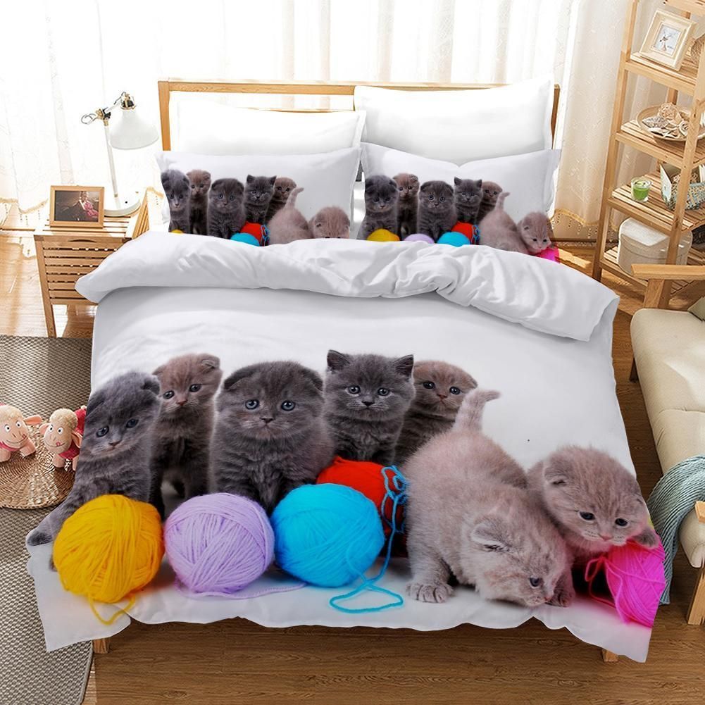 3d cat wool ball bedding set bedroom decor 4312