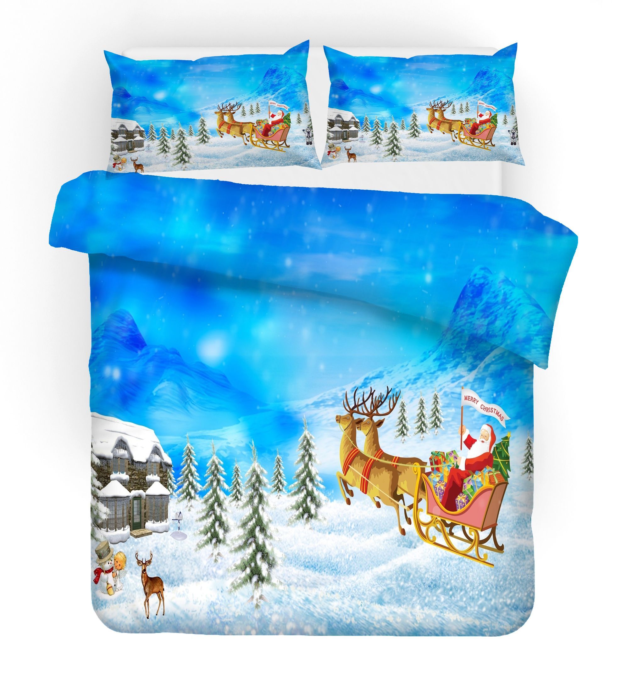 3d christmas reindeer comfortable bedding set bedroom decor 2096
