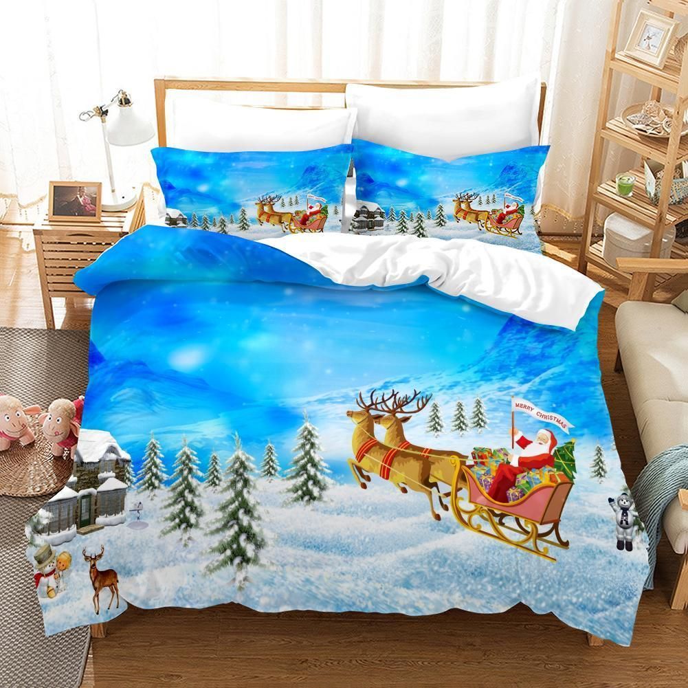 3d christmas reindeer comfortable bedding set bedroom decor 2407