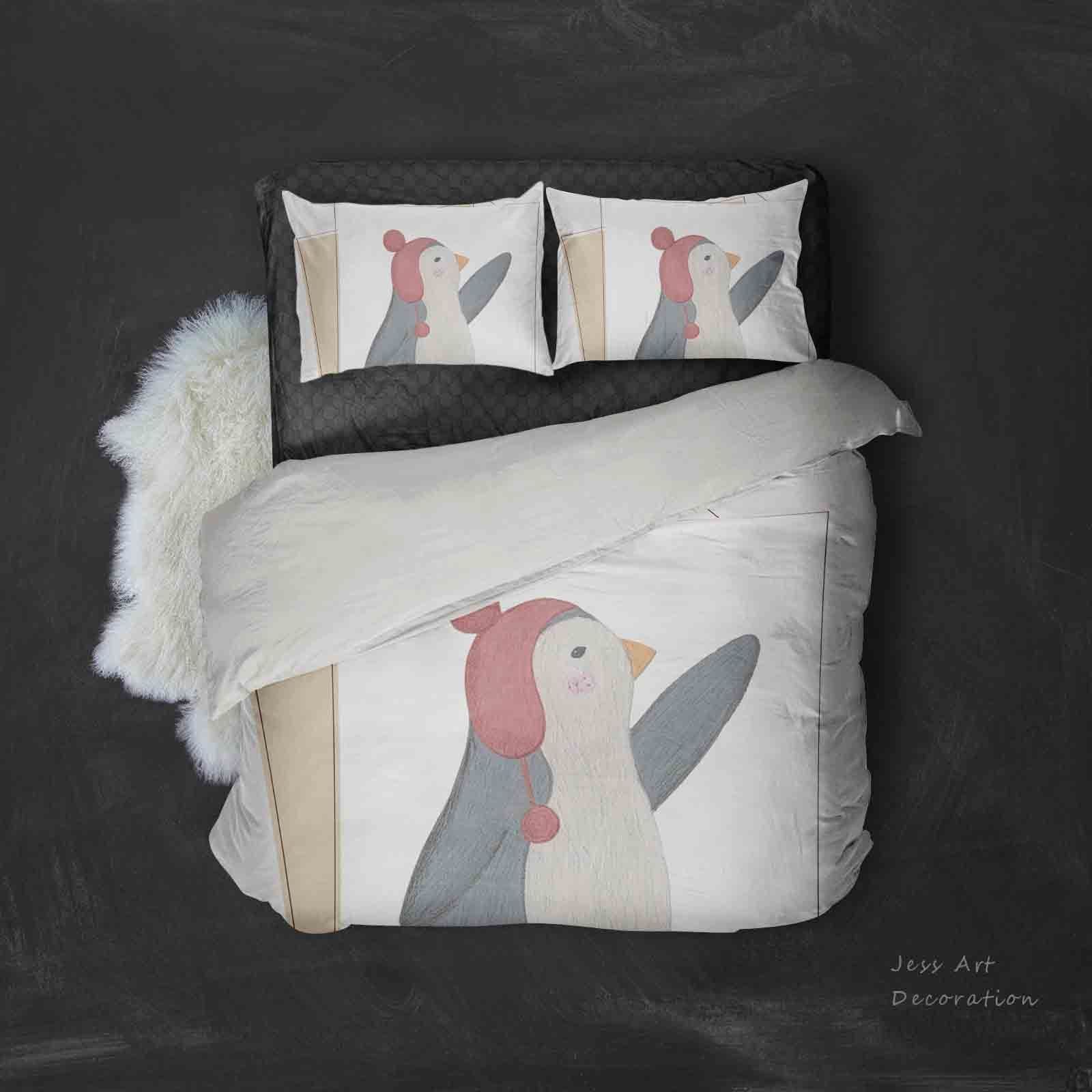 3D Color Cartoon Penguin Bedding Set Bedroom Decor 3d color cartoon penguin bedding set bedroom decor 2178