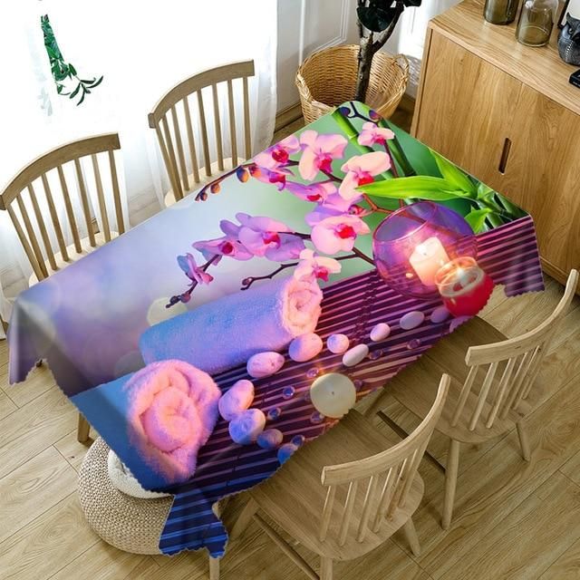 3d colourful purple flower washable rectangular tablecloth table decor 2902