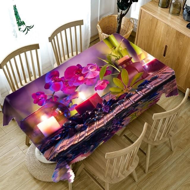 3d colourful purple flower washable rectangular tablecloth table decor 3579