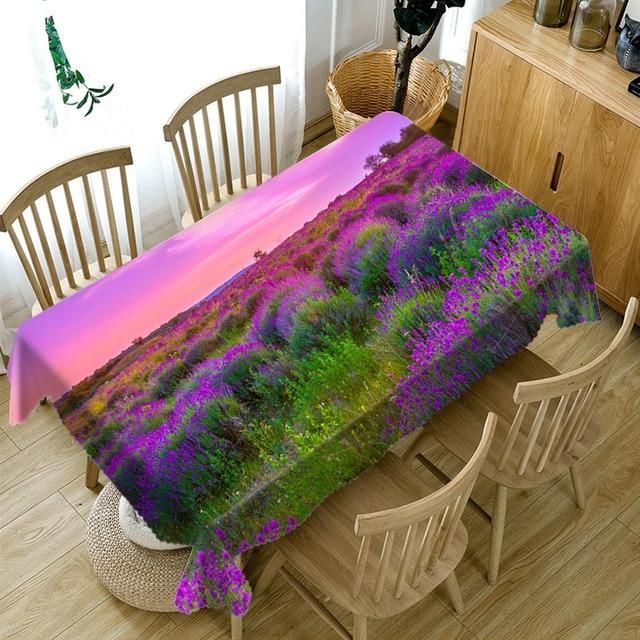 3d colourful purple flower washable rectangular tablecloth table decor 7022