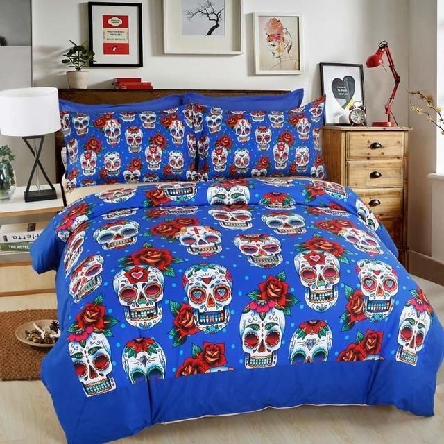 3d creative skull flowers bedding set bedroom decor 4678