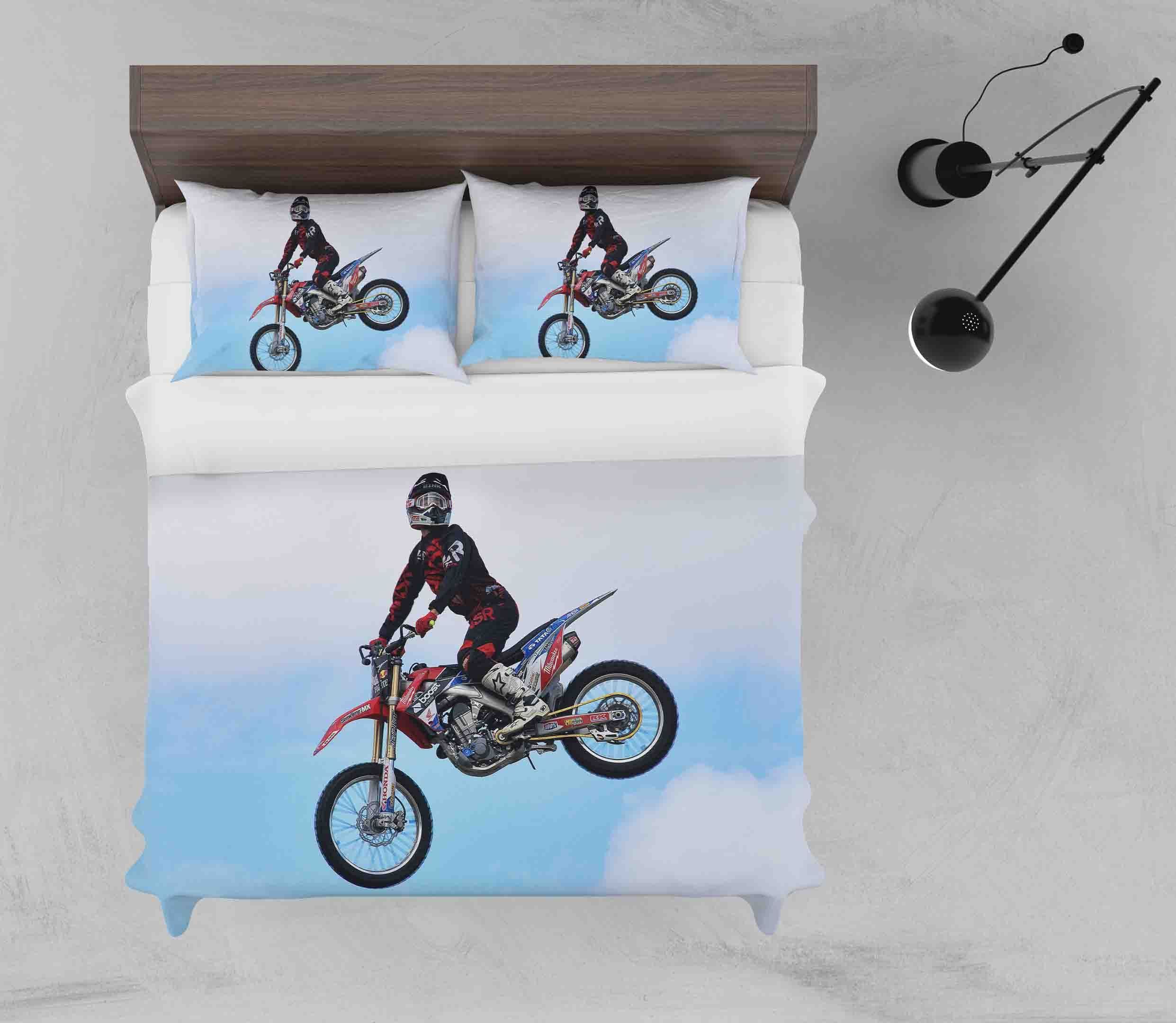 3d dirt bike blue sky bedding set bedroom decor 2555