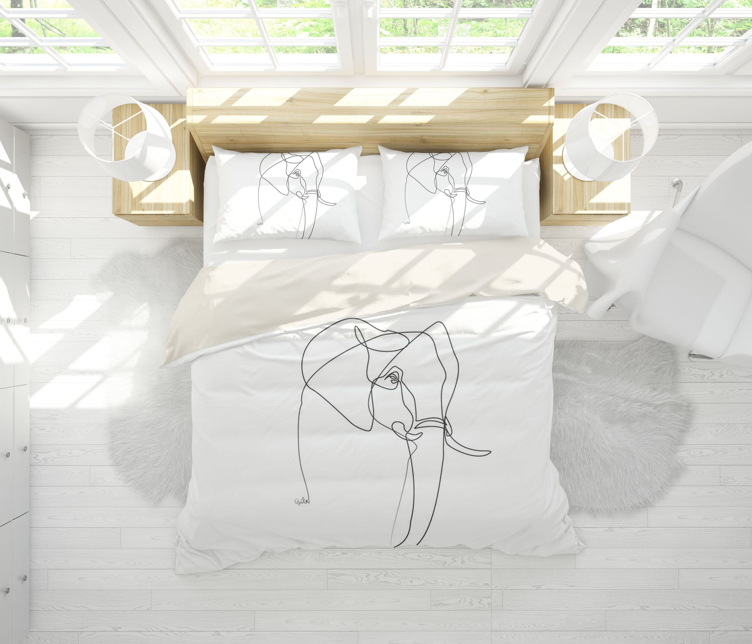 3d elephant simple line drawing bedding set bedroom decor 4490