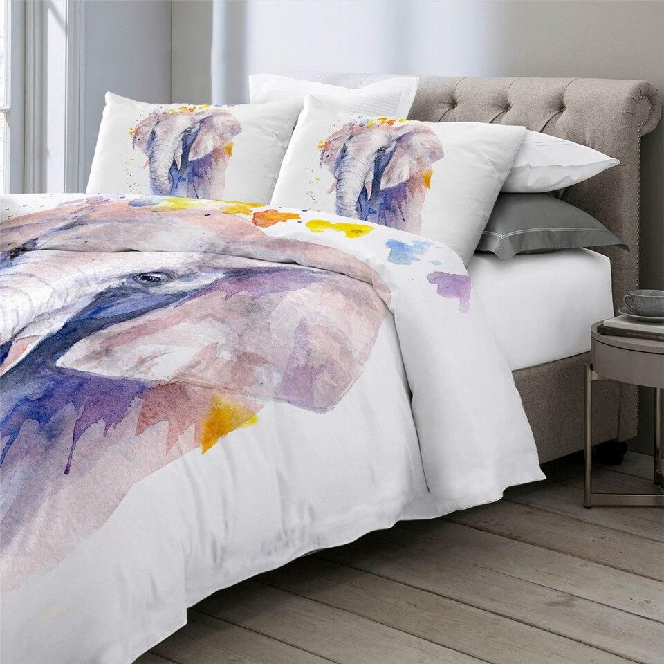 3d elephant watercolor duvet cover bedding set 2579