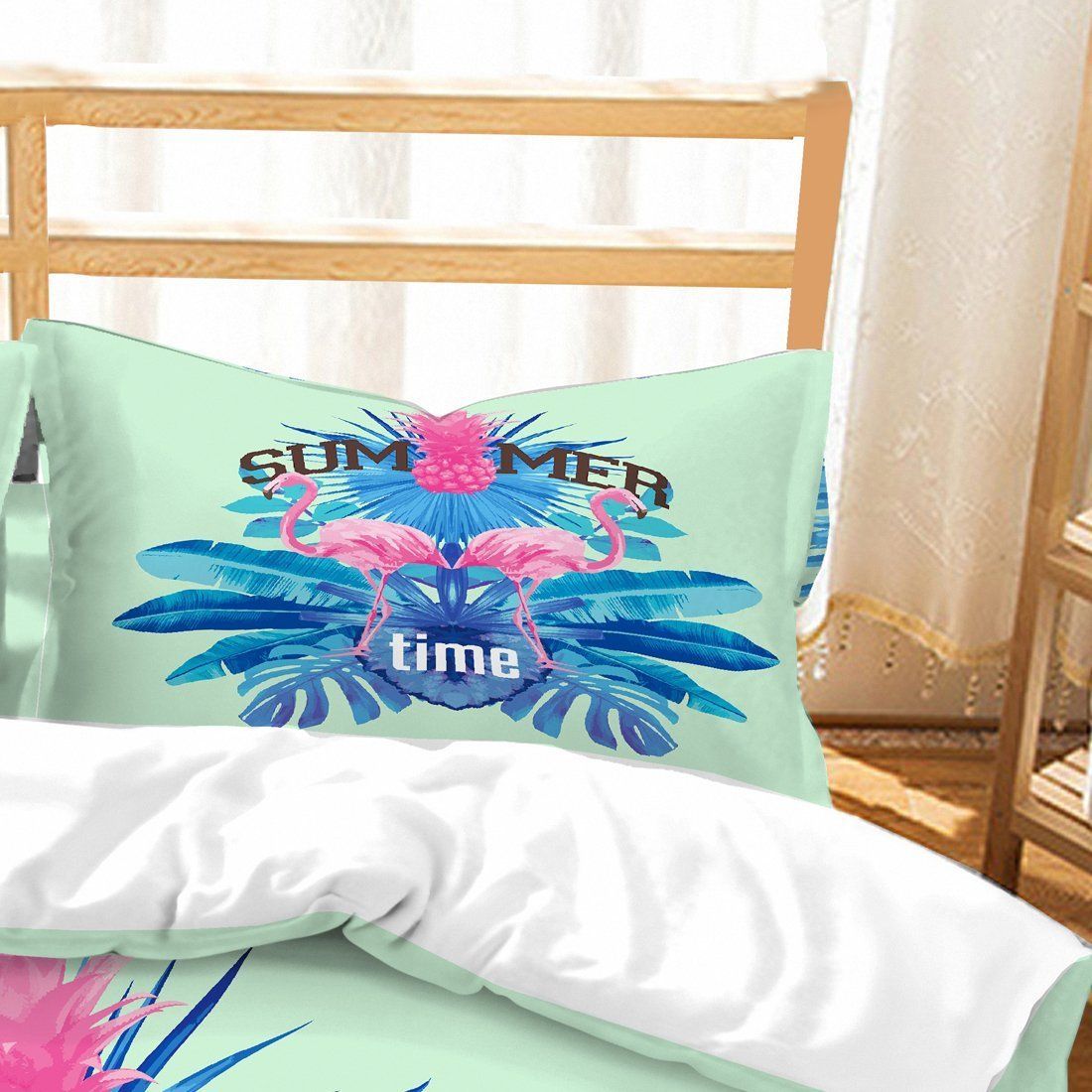 3D Flamingo Blue Feather Summer Time Bedding Set Bedroom Decor 3d flamingo blue feather summer time bedding set bedroom decor 5957