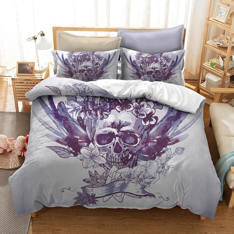 3d flower sugar skull printed bedding set bedroom decor 5698