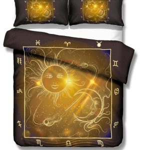 3d gold plates sun and moon pattern bedding set bedroom decor 3294