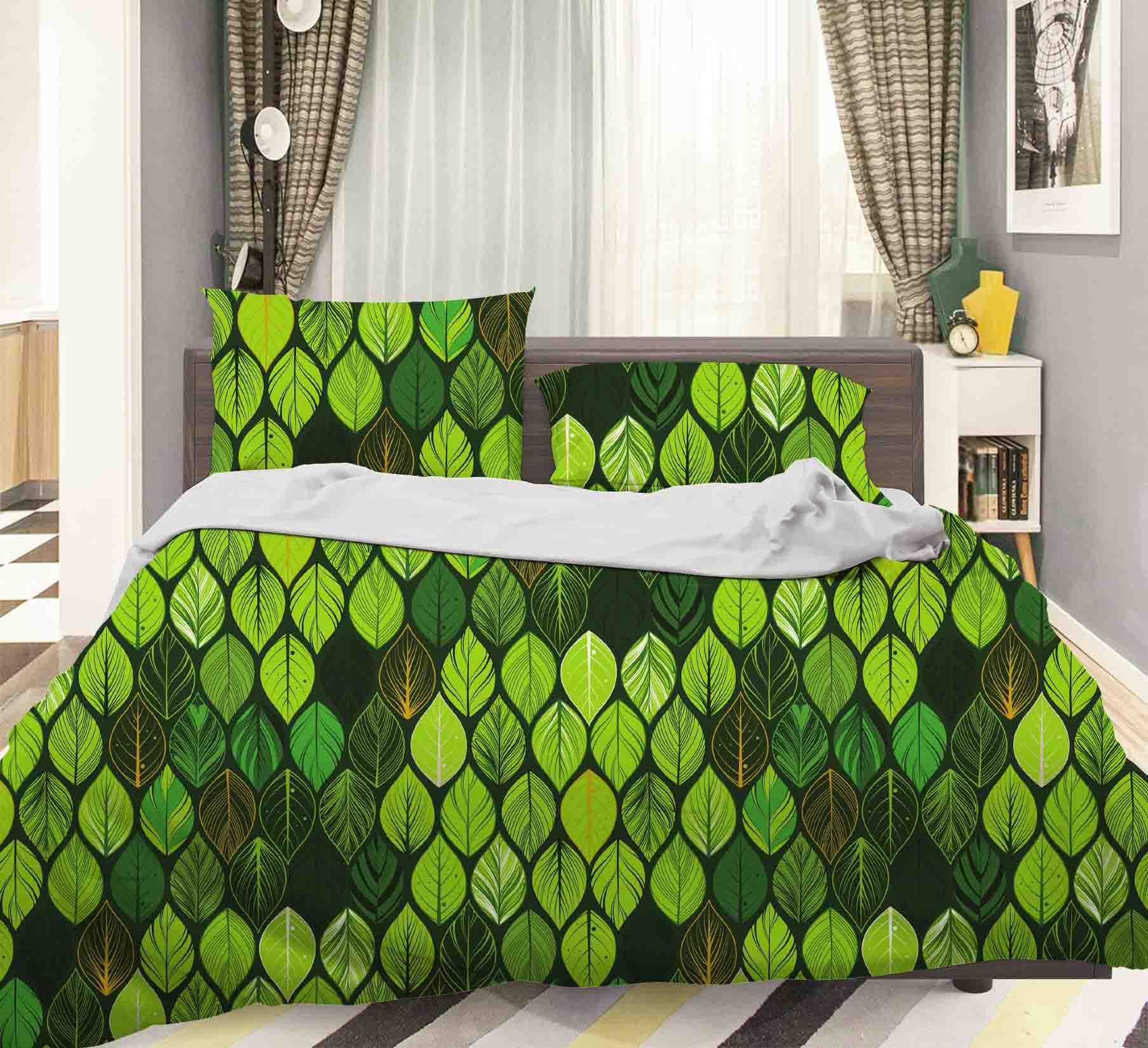 3D Green Leaves Bedding Set Bedroom Decor 3d green leaves bedding set bedroom decor 6299