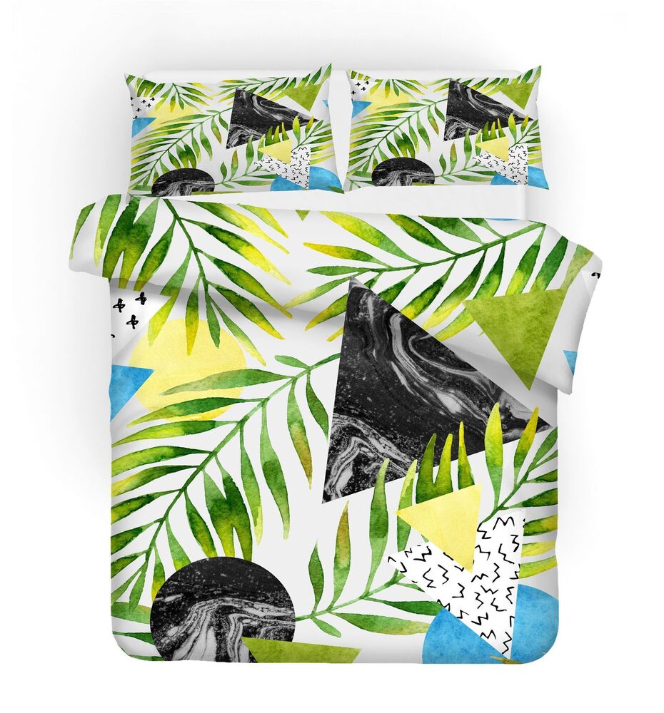 3d green leaves triangle bedding set bedroom decor 4739