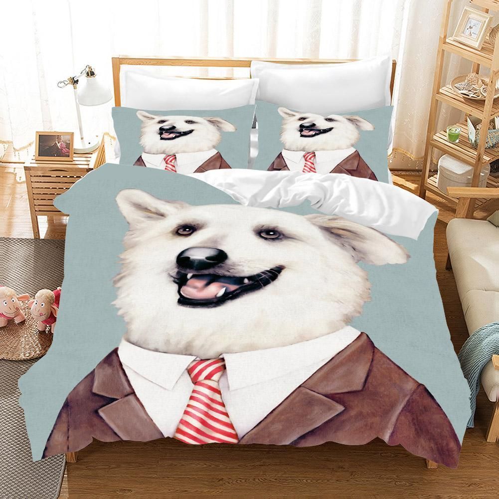 3d grey dog bedding set bedroom decor 2211