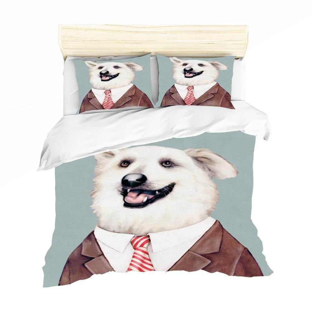 3d grey dog bedding set bedroom decor 8723