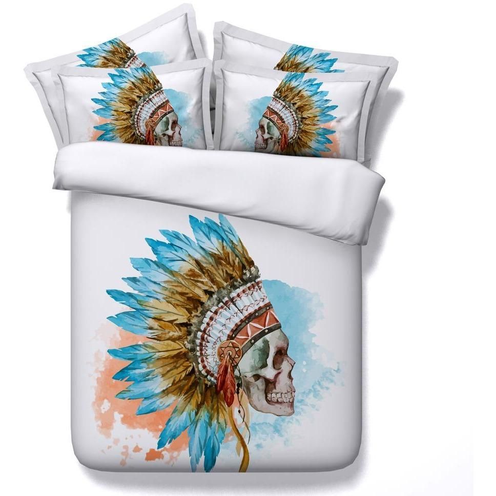 3d indian skull hat printed bedding set bedroom decor 4862