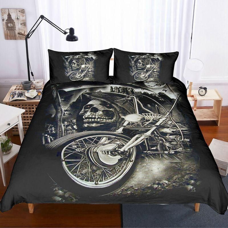 3d motorcycle skull printed bedding set bedroom decor 3006