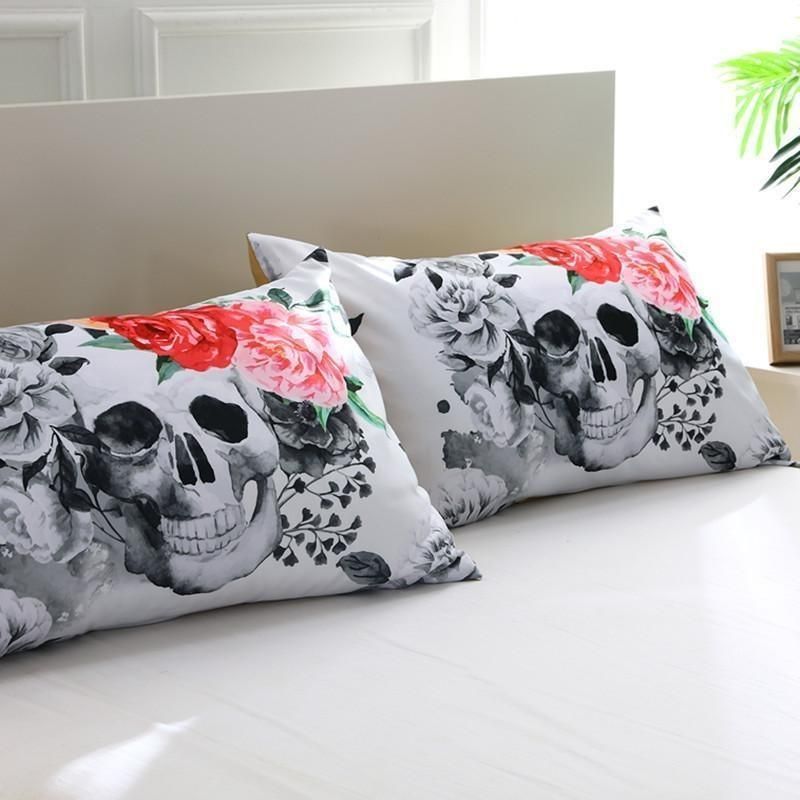 3d pink rose sugar skull printed bedding set bedroom decor 5583