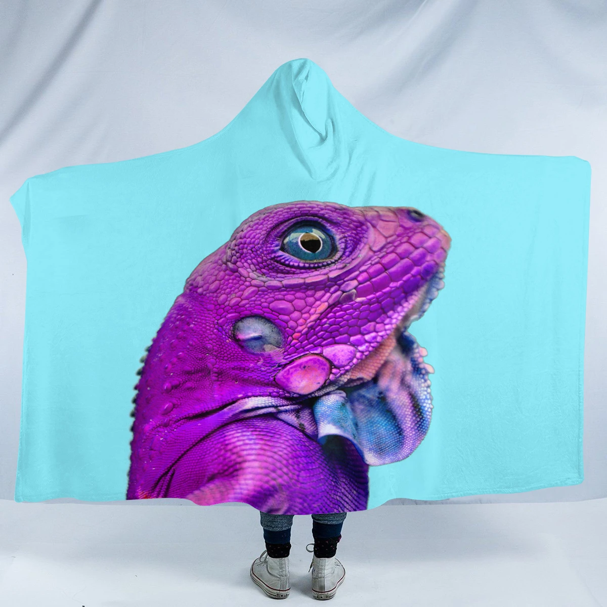 3D Purple Chameleon SW2418 Hooded Blanket Cloak Blanket 3d purple chameleon sw2418 hooded blanket cloak blanket 4464