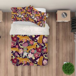 3d red flower leopard bedding set bedroom decor 5411 scaled