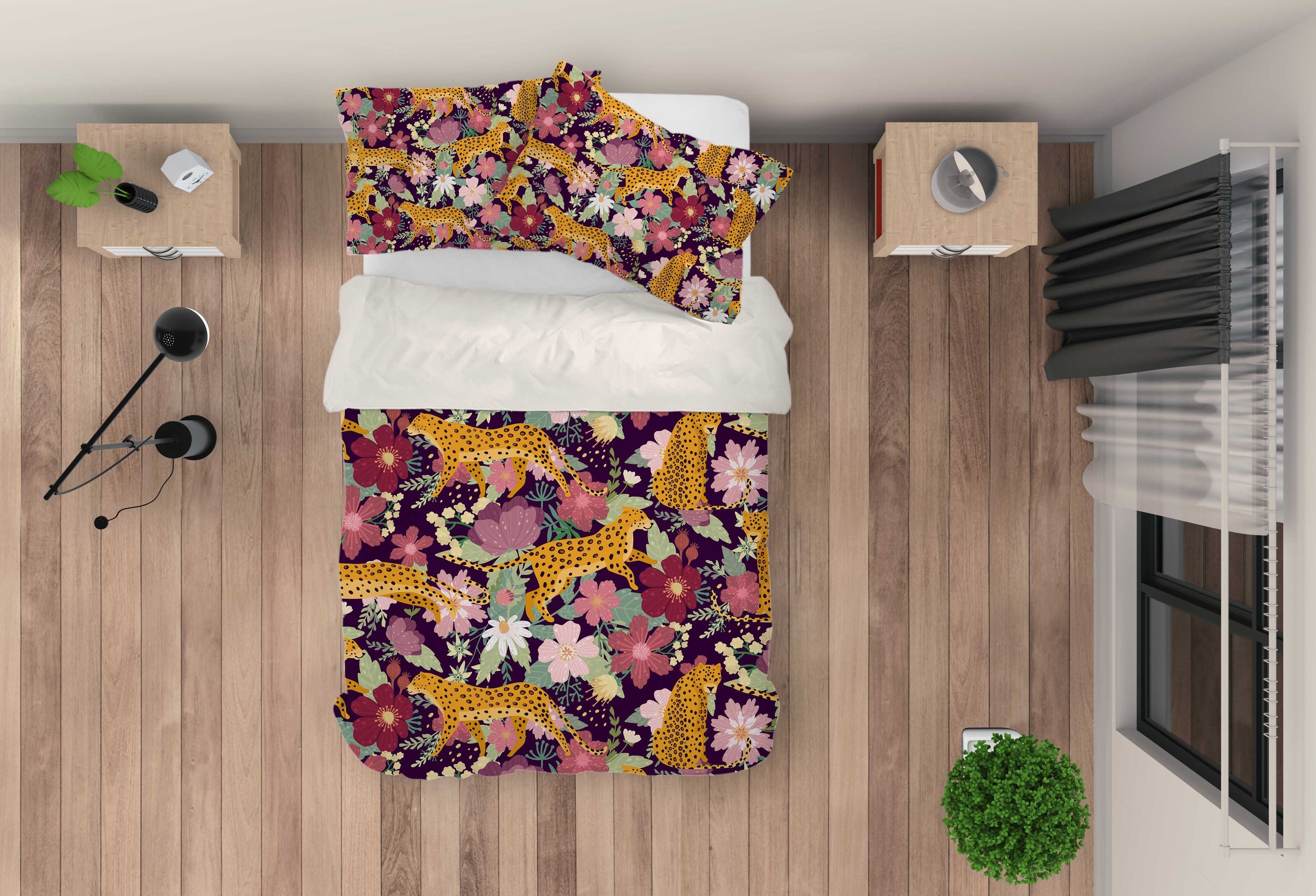 3d red flower leopard bedding set bedroom decor 5411 scaled
