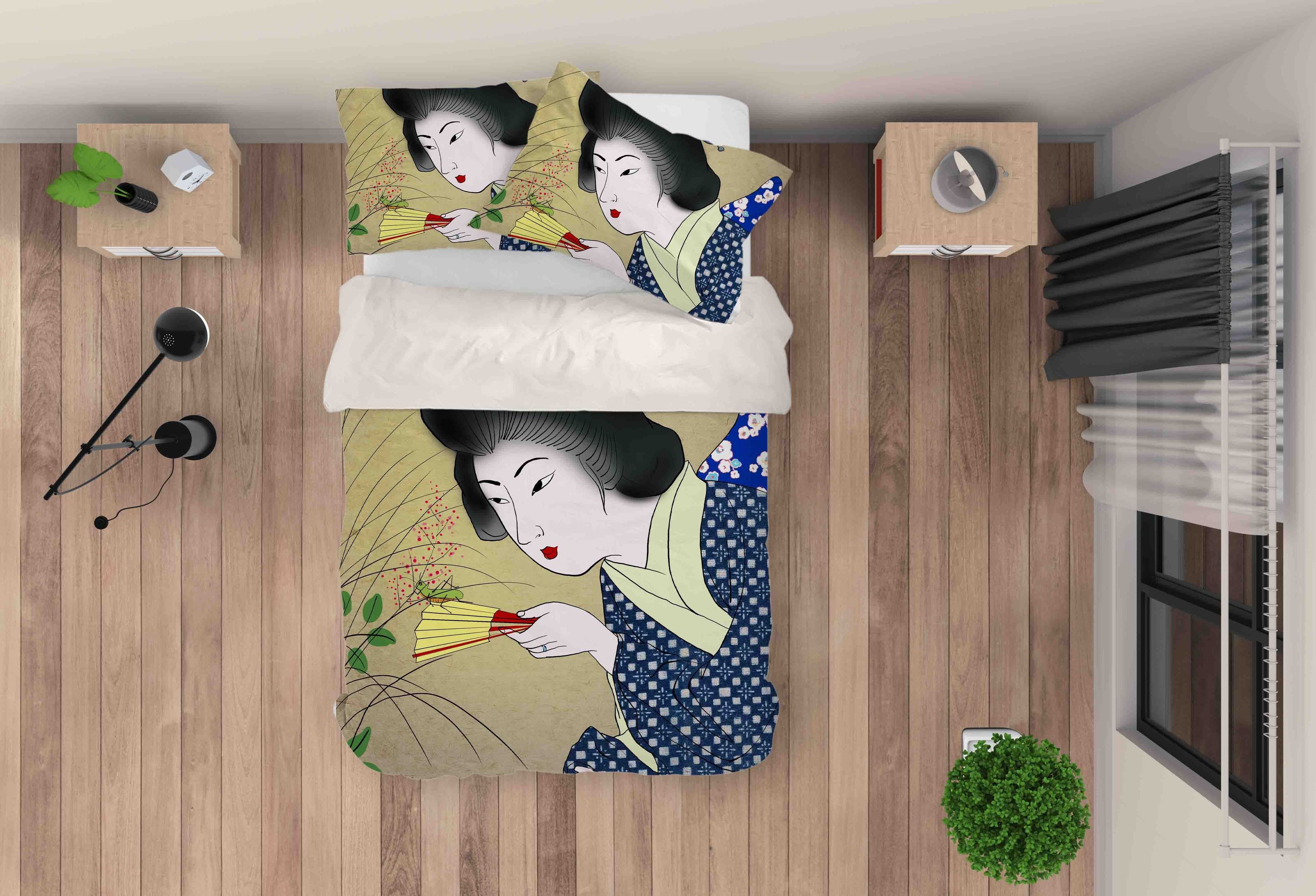 3d retro kimono beauty bedding set bedroom decor 1961 scaled