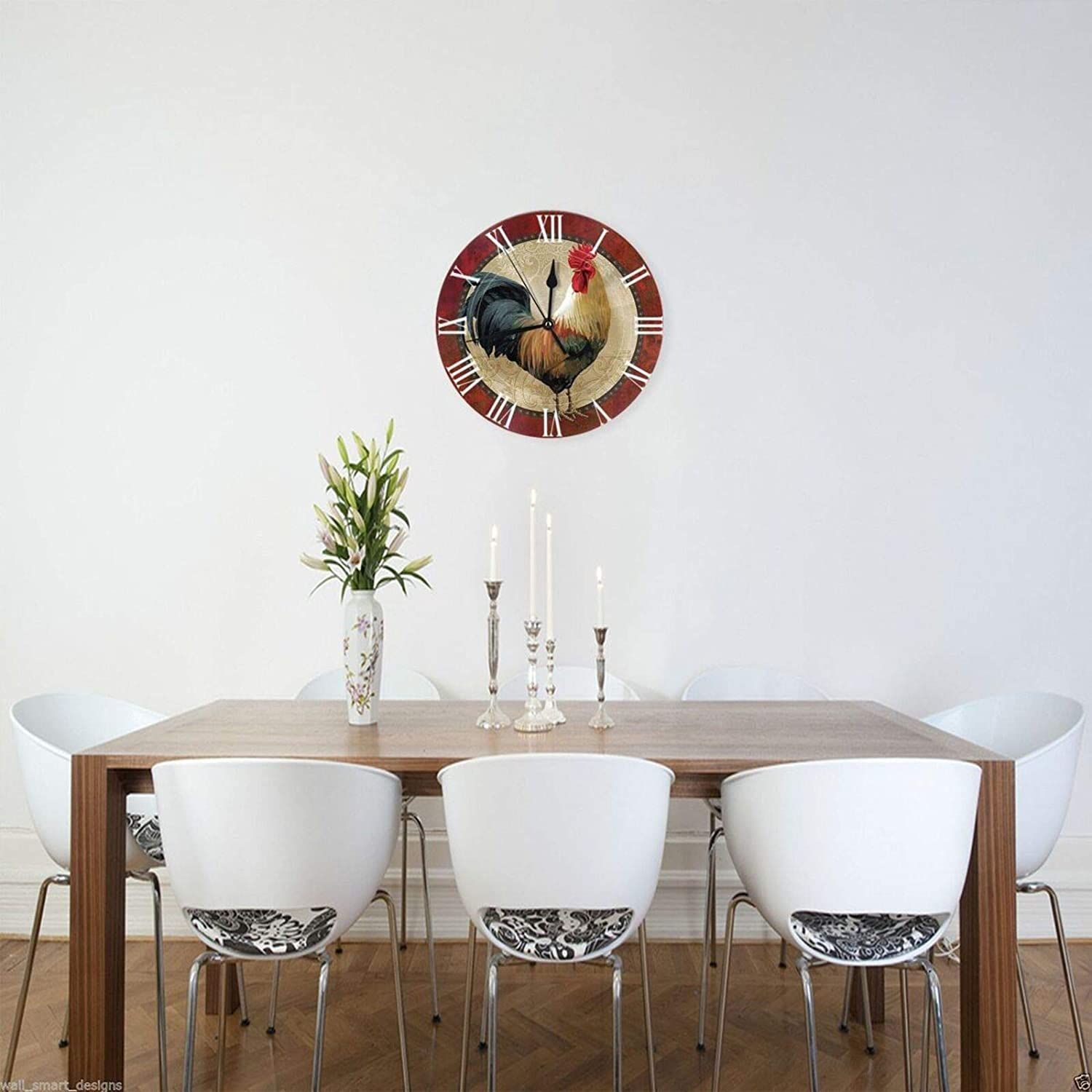 3d rooster vintage printed wall clock 6520