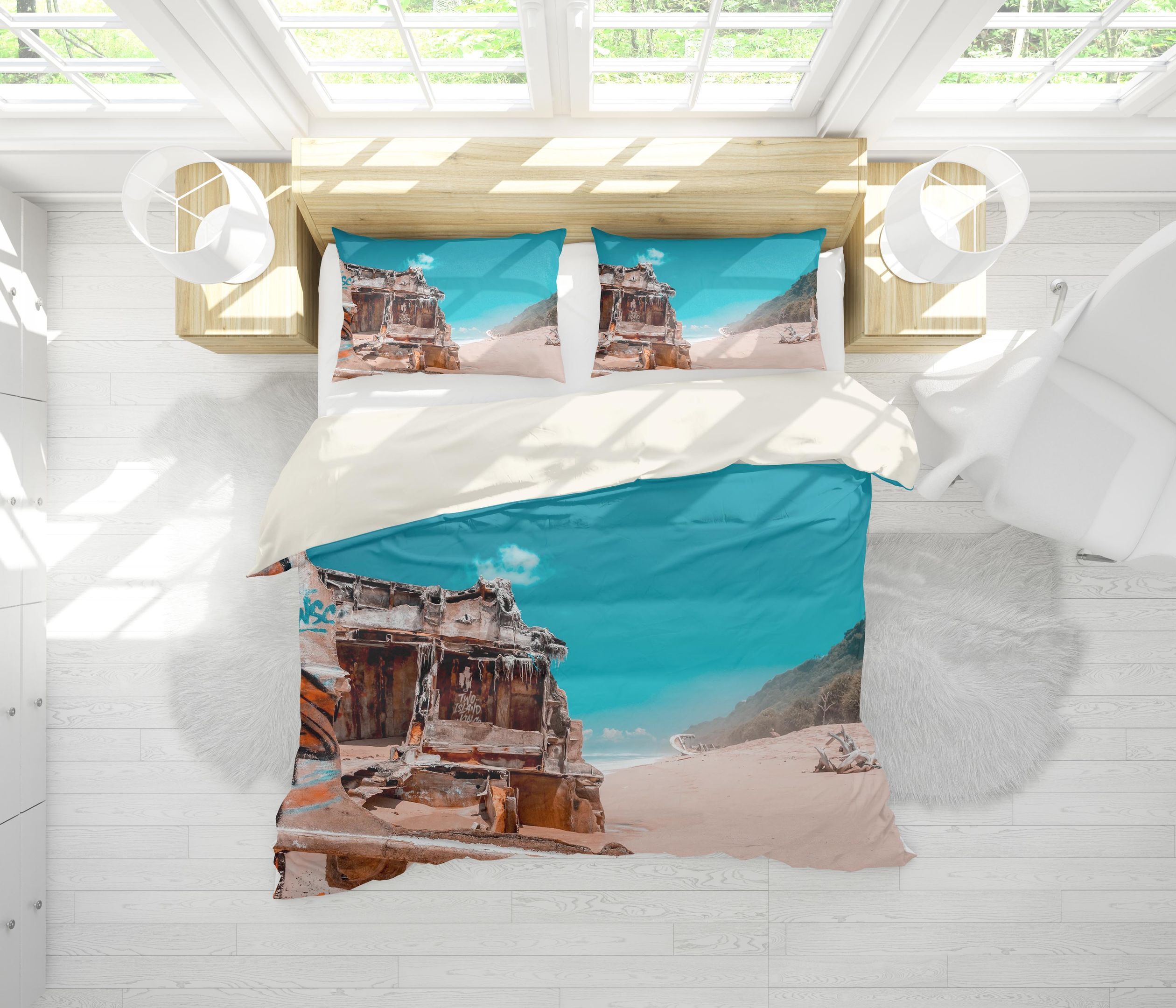 3d ruins sea beach forest bedding set bedroom decor 3898