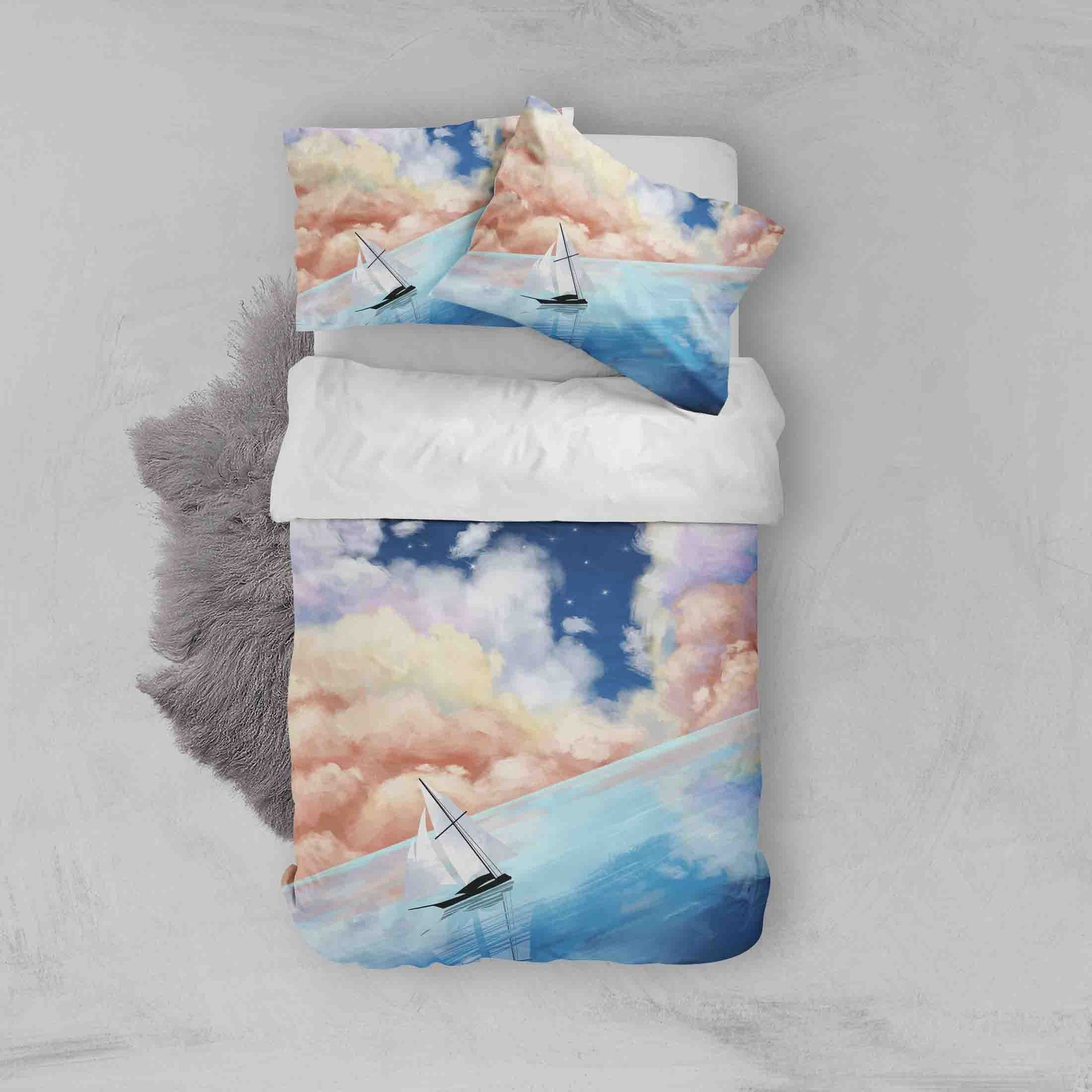 3D Sailboat Pink And Blue Bedding Set Bedroom Decor 3d sailboat pink and blue bedding set bedroom decor 4387