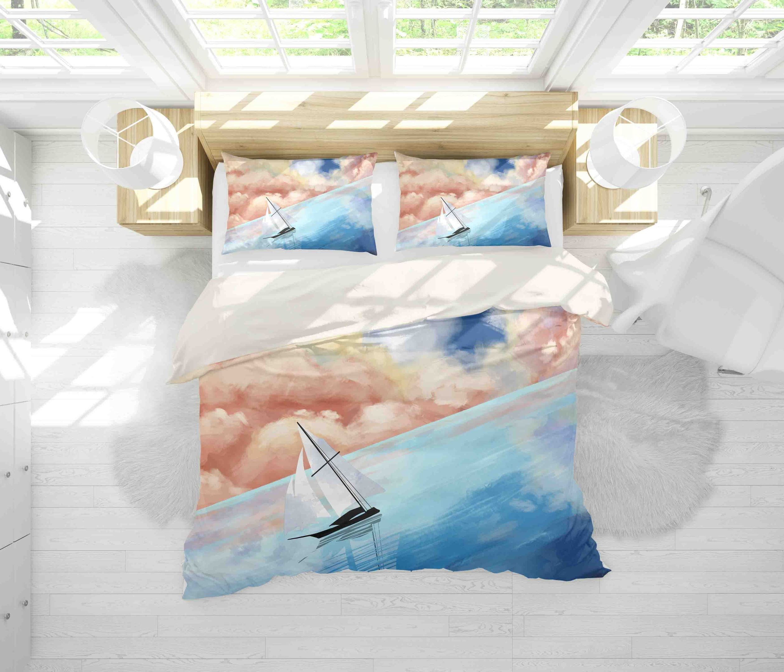 3D Sailboat Pink And Blue Bedding Set Bedroom Decor 3d sailboat pink and blue bedding set bedroom decor 6302