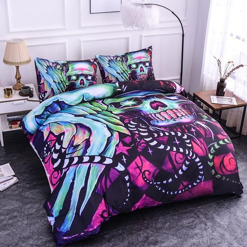 3d skull snake tail bedding set bedroom decor 8179