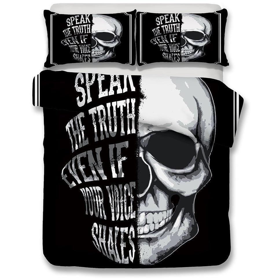 3d skull speak the truth printed bedding set bedroom decor 1254