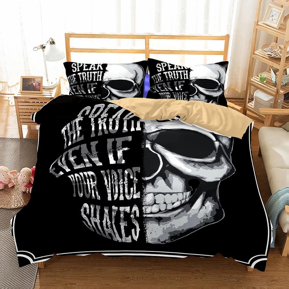 3d skull speak the truth printed bedding set bedroom decor 6638