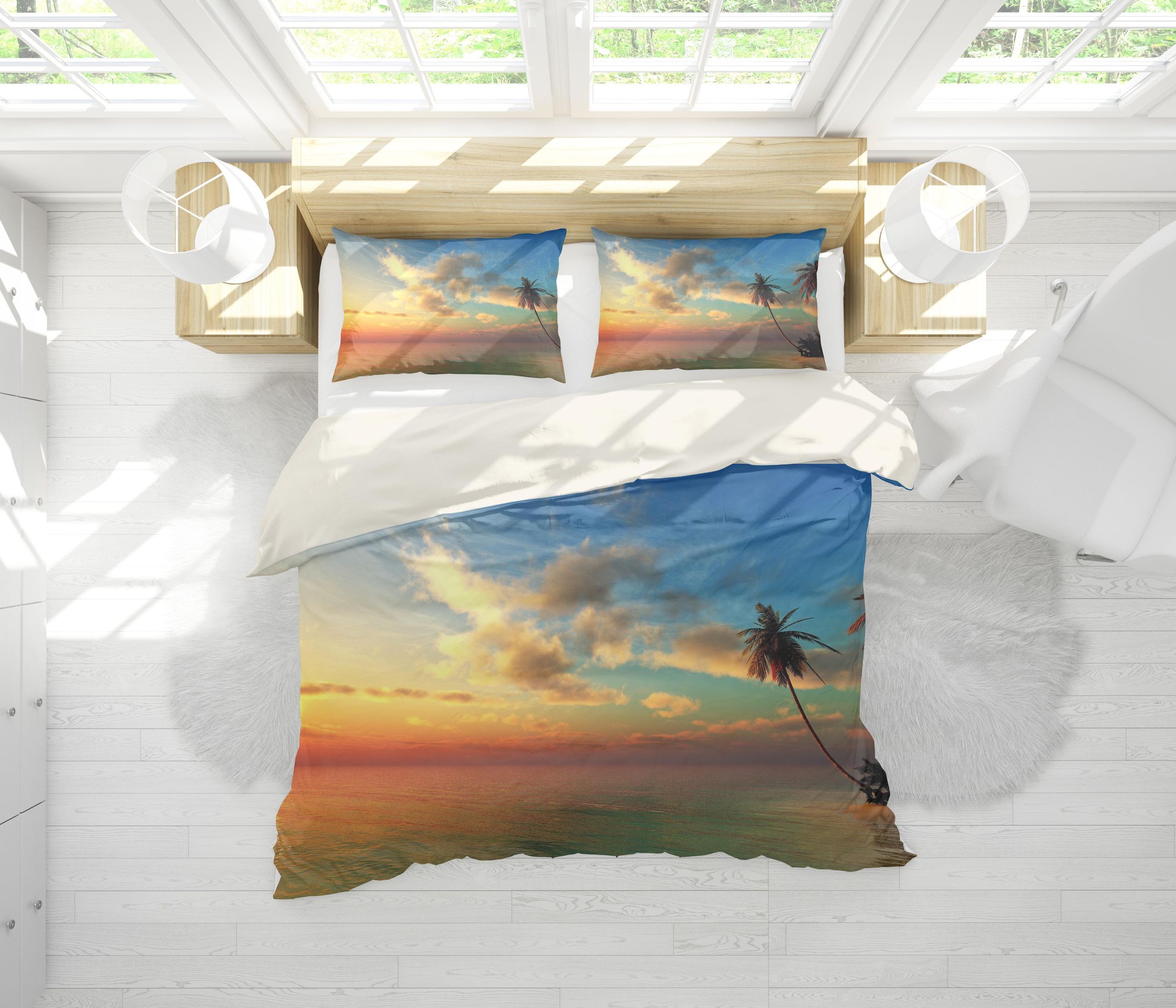 3d sky sea coconut tree bedding set bedroom decor 2964