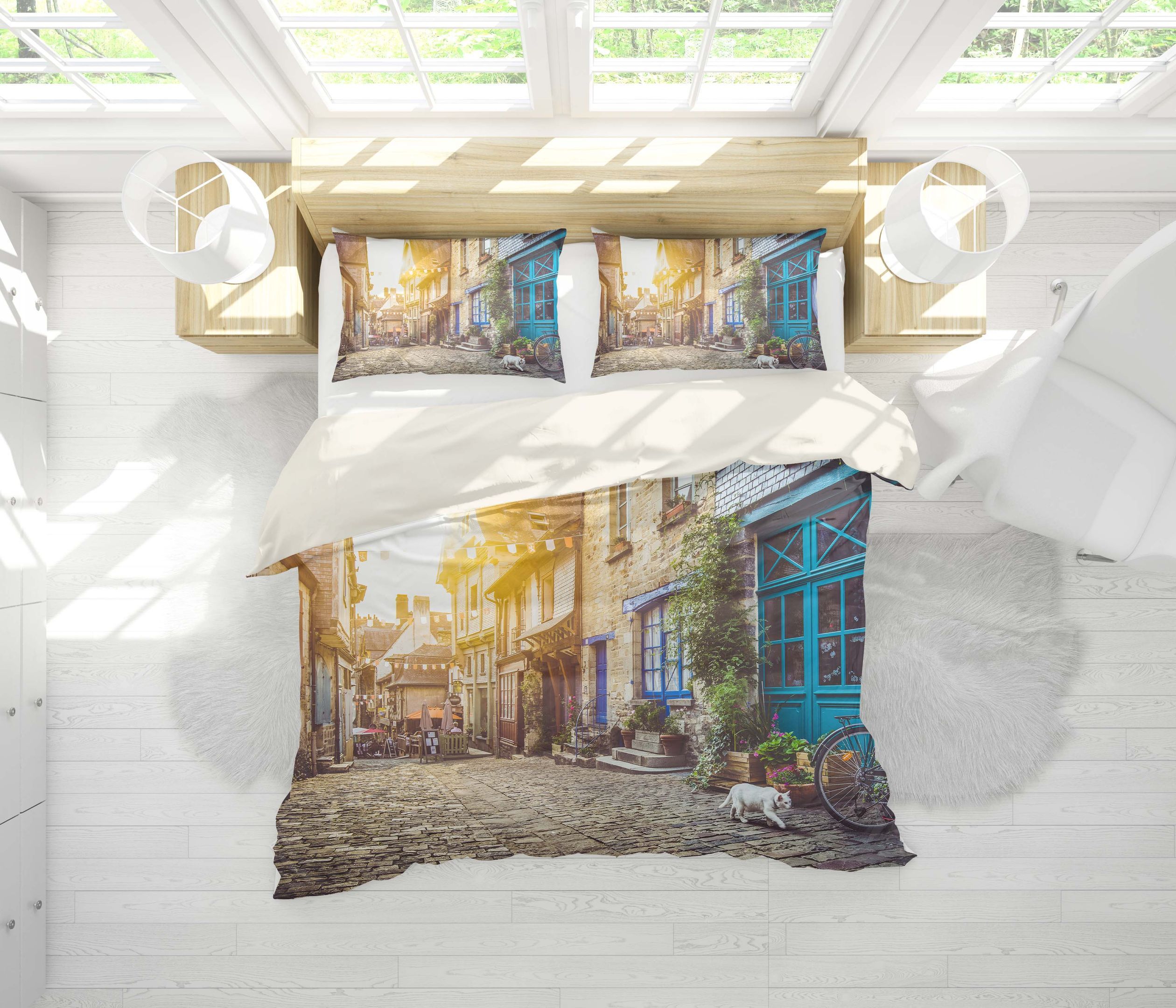 3d street morning bedding set bedroom decor 5597