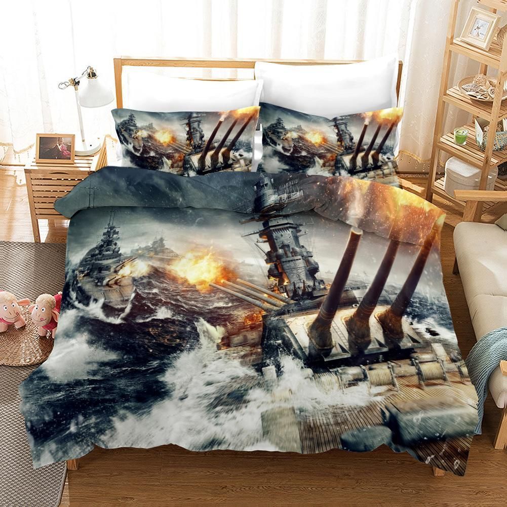 3D Tank Sea Fight Bedding Set Bedroom Decor 3d tank sea fight bedding set bedroom decor 7986