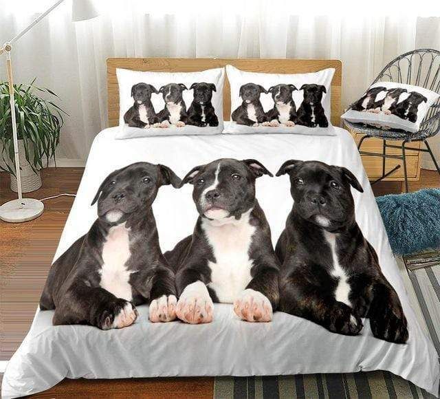 3D Three Black Dogs Duvet Cover Bedding Set 3d three black dogs duvet cover bedding set 6151